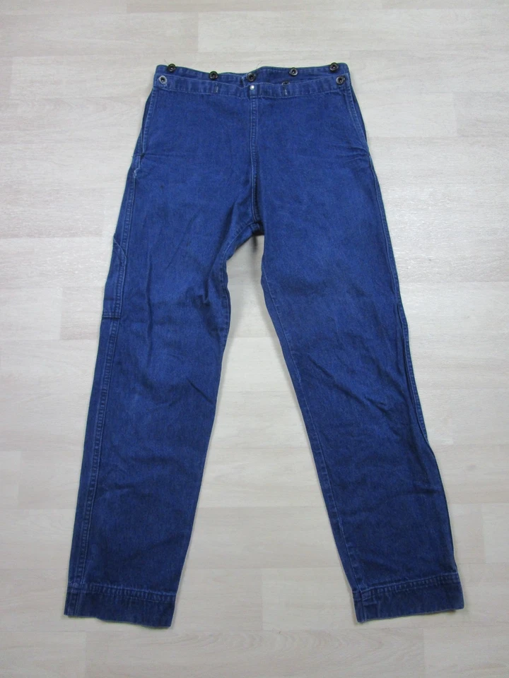 Pantalones de mezclilla de trabajo para hombre lavado oscuro hechos por Amish (31x30,5) solapa delantera carpintero Foto 2 de 4