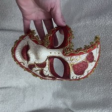 RED GOLD GLITTER VENETIAN MASQUERADE MASK MARDI GRAS WEDDING CARNIVAL MASKS