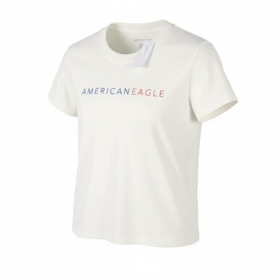 American Eagle Outfitters Damen T-Shirt XS Weiß Baumwolle Trikot Rundhals