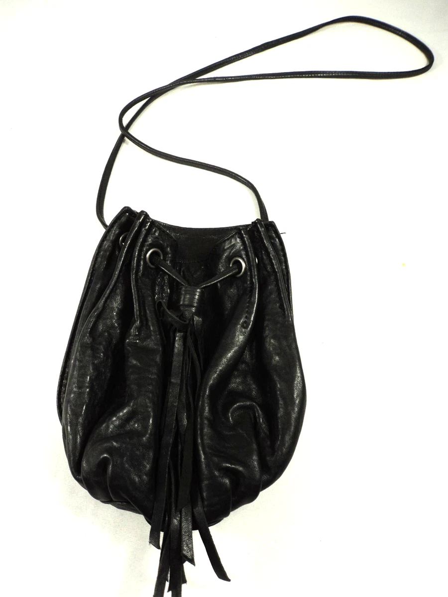 Treasure & Bond Black Leather Bucket Crossbody Bag Zip Top Soft Pebbled Treasure & Bond Leather Exterior Black Bags & Handbags for  main image 2
