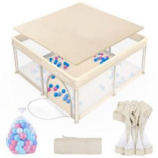 Foldable Baby Playpen for Babies and Toddlers, 50x50 Inch Portable Play Yard,...