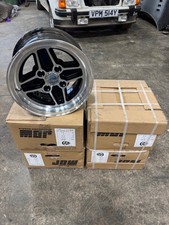 Set 4 JBW Ford RS Ronal Style 13x7" 4x108 PCD ET+6 Black / DCUT Alloy Wheels