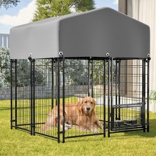 Heavy Duty Outdoor Dog Kennel 4.2'x3.8'x4.8' with Roof All-Weather Safe Lock