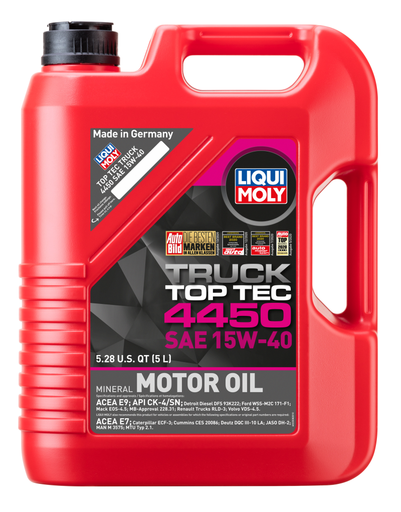 LIQUI MOLY 5L Top Tec Truck 4450 Motor Oil SAE 15W40 for Diesel - Case of 4
