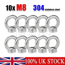 Ring Nut M8 304 Stainless Steel Pack of 10 Ring Eyelets Eye Nuts Thread Eye Nut-