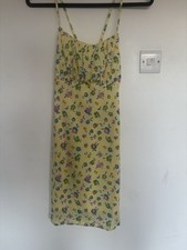 Only exclusive ruched detail mini dress in yellow floral Size Large 