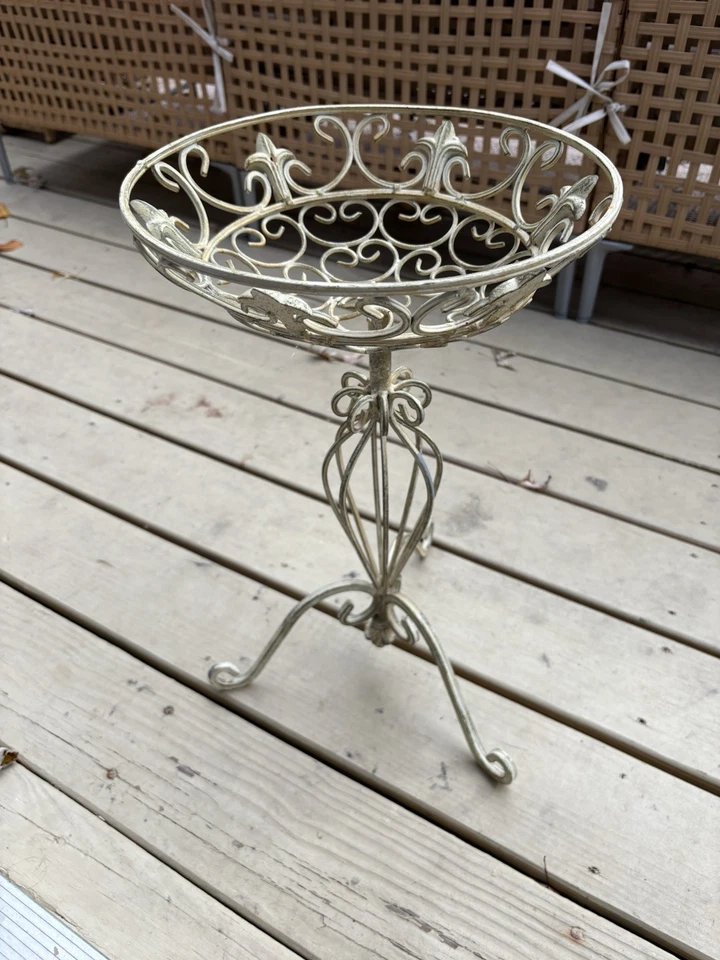 Rustic Ornate Metal 20” Iron Planter Plant Stand Vintage Antique Style GardenArt - Image 4 of 4