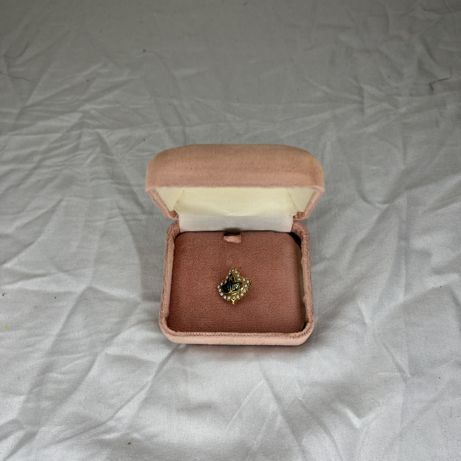 Vintage 10K Gold Alpha Kappa Alpha AKA Sorority Badge Pin Seed Pearls