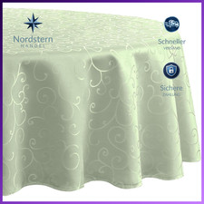 Tischdecke rund abwaschbar Jacquard 140 cm sabeigr&uuml;n wasserabweisend f&uuml;r Garten