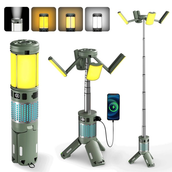 Campinglampe Teleskop Aufladbar LED Outdoor USB Powerbank IPX5 12000Mah 40H Std-image