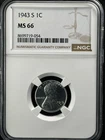 1943-S 1C  Lincoln Wheat One Cent NGC MS66   8699719-054