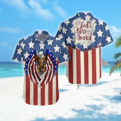 God Bless America 4th of July Eagle Independence Day Hawaiian Shirt