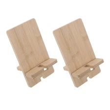  2pcs Bamboo Desk Phone Stand - Detachable Bamboo Cellphone Stand With Charging