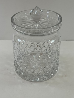 Miller Rogaska Gallia Pattern Biscut Cookie Jar with Lid Grey Cut Floral 7 Inch