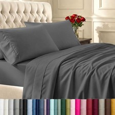 6-Pc King Size Sheet Set with 4 Pillowcases - Soft 400 Thread Count 100 Cott...
