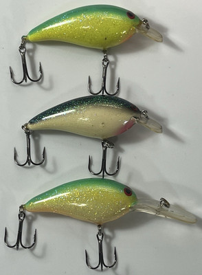 Lot of 3 Vintage Norman crankbaits assorted sizes 2 shallow diver 1 deep diver