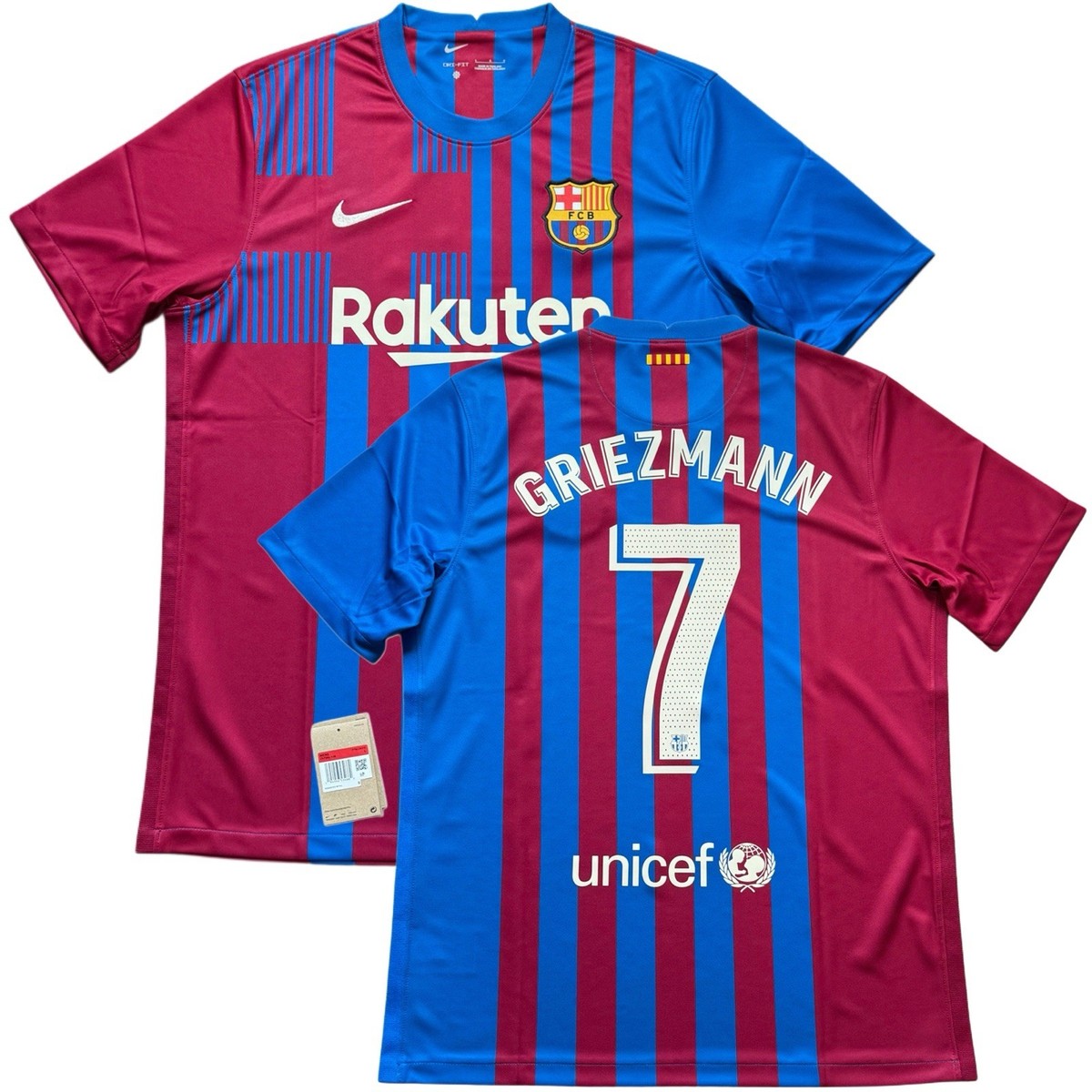 2021/22 Barcelona Home Jersey #7 Griezmann Large Nike Soccer La