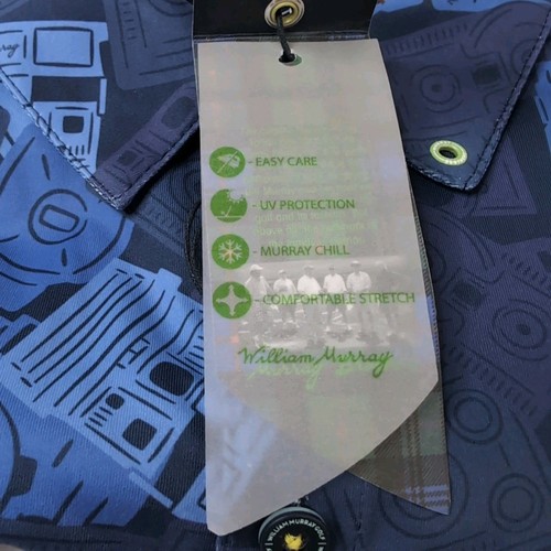 William Murray Candid Camera Golf Polo Men's Small Blue All-Over Print NWT - Picture 9 of 9