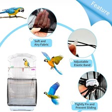 Shell Skirt Mesh Cover Pet Bird Cage Guard Black Nylon Net Seed Catcher S-XL AU