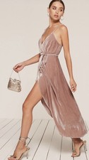 NWT Reformation S Anoush Velvet Wrap Midi Dress Pink Blush Holiday 90s New Party