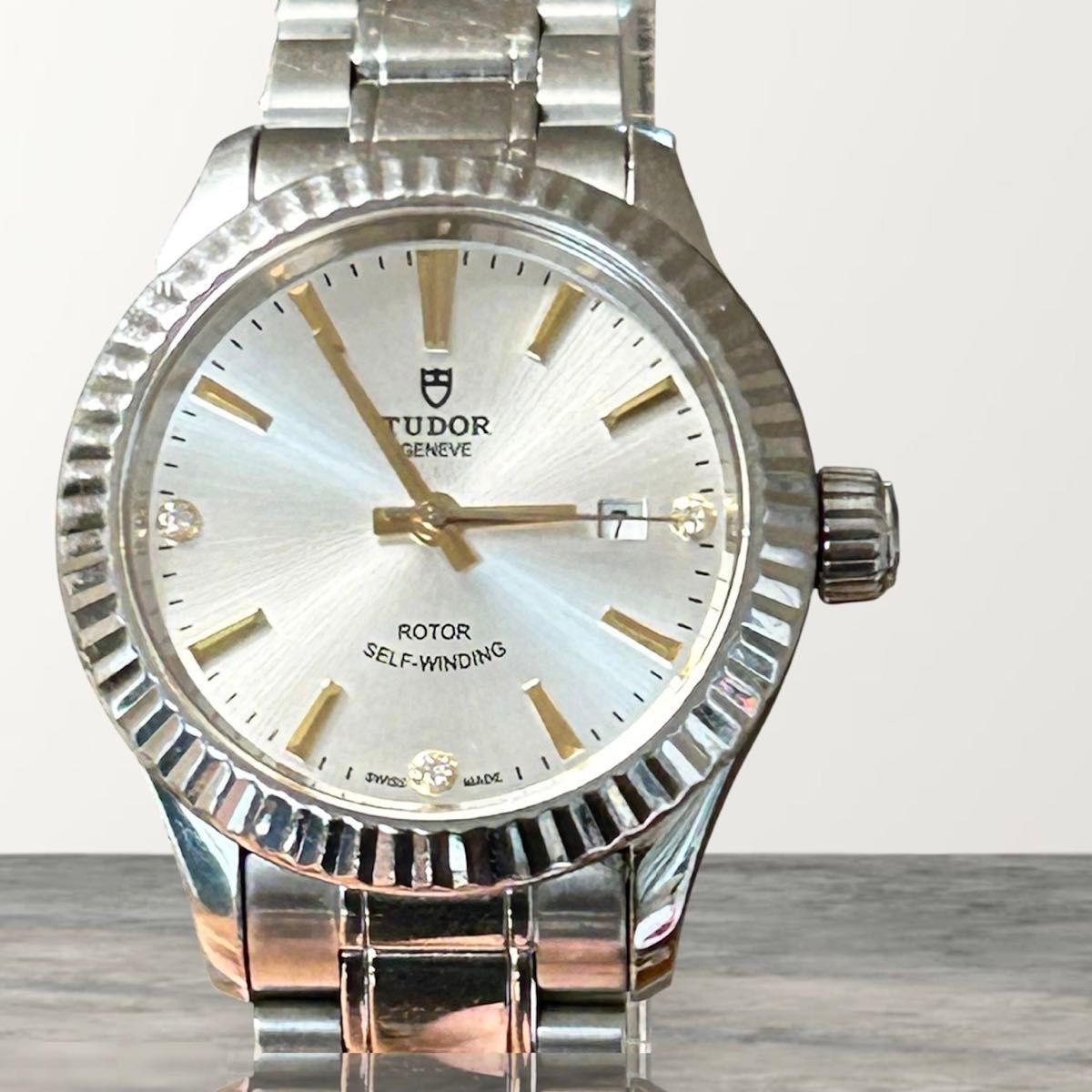 Tudor Style 12110 Ladies Automatic Watch Diamond Index Complete From Japan