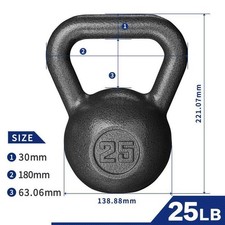 25lb Kettlebell Solid Cast Iron Anti-Slip Grip Fitness Equipment Home Gym New