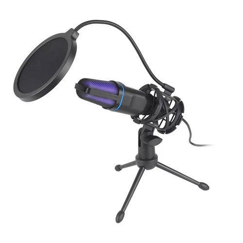 USB Condenser Microphone with RGB Lighting – Plug & Play for Gaming, Podcast 