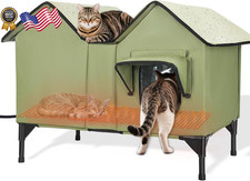 Large Heated Cat House for Outside in Winter Elevated Waterproof Cat House