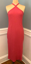 Old Navy Dress Womens XL Sleeveless Halter Midi Stretch Bodycon Pink Ribbed Knit