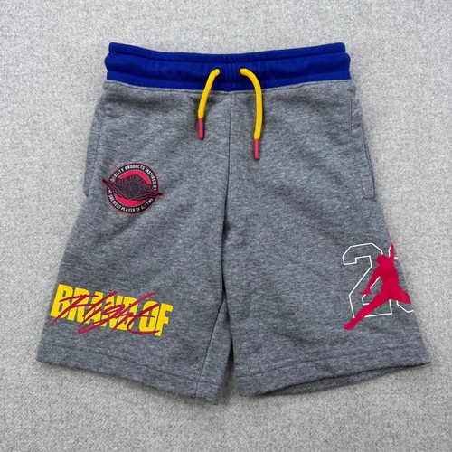 Jordan Shorts Boys Size 5-6 Gray Logo Graphic Sweat Shorts Colorful Basketball