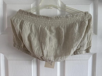 Universal Thread Crinkle Tube Top   Tan, Size L