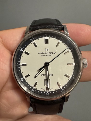 Hamilton Intra-Matic Automatic White Dial Leather Strap Men's Watch 40mm
