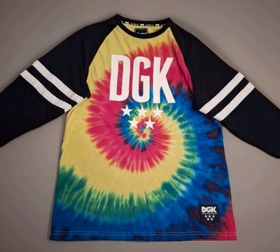 DGK Worldwide Tie Dye Raglan Shirt Mens Medium Skater Sk8 Streetwear Grunge Edgy
