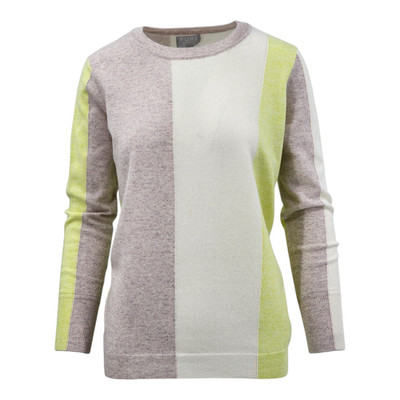 Pure Collection Damenpullover 100 % Kaschmir limettenmix Farbblock UK-Größe 12
