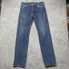 Levis 501 Original Straight Button Fly Denim Jeans Mens 36x36 Blue Medium Wash