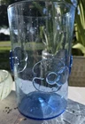 Vtg Blenko Wild Rose Vase Solid Sky Blue Sea Glass Controlled Bubbles 8.5 Inches