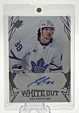 Nick Robertson 2022-23 Upper Deck SPx White Out Auto, Maple Leafs