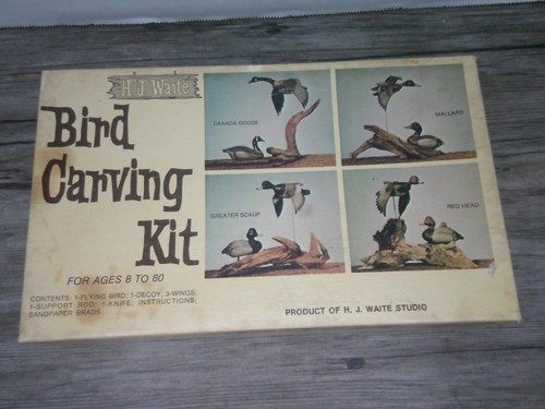 H.J. Waite duck carving kit original box and Instructions Mallard kit 103 Z155