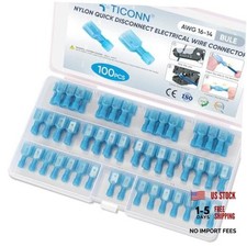 100 Pcs Nylon Spade Quick Disconnect Connectors Kit, Electrical Blue 100Pcs