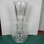 Vintage Waterford Crystal Giftware 10" Flower Vase Criss Cross Vertical Cut