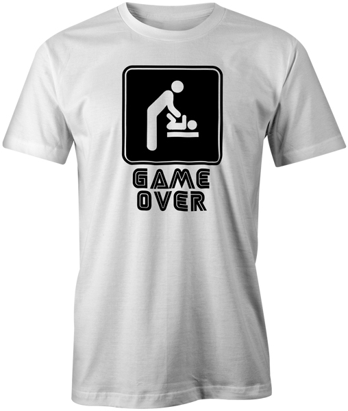Game Over New Baby Funny Quote Joke Dad Gaming Style T-Shirt