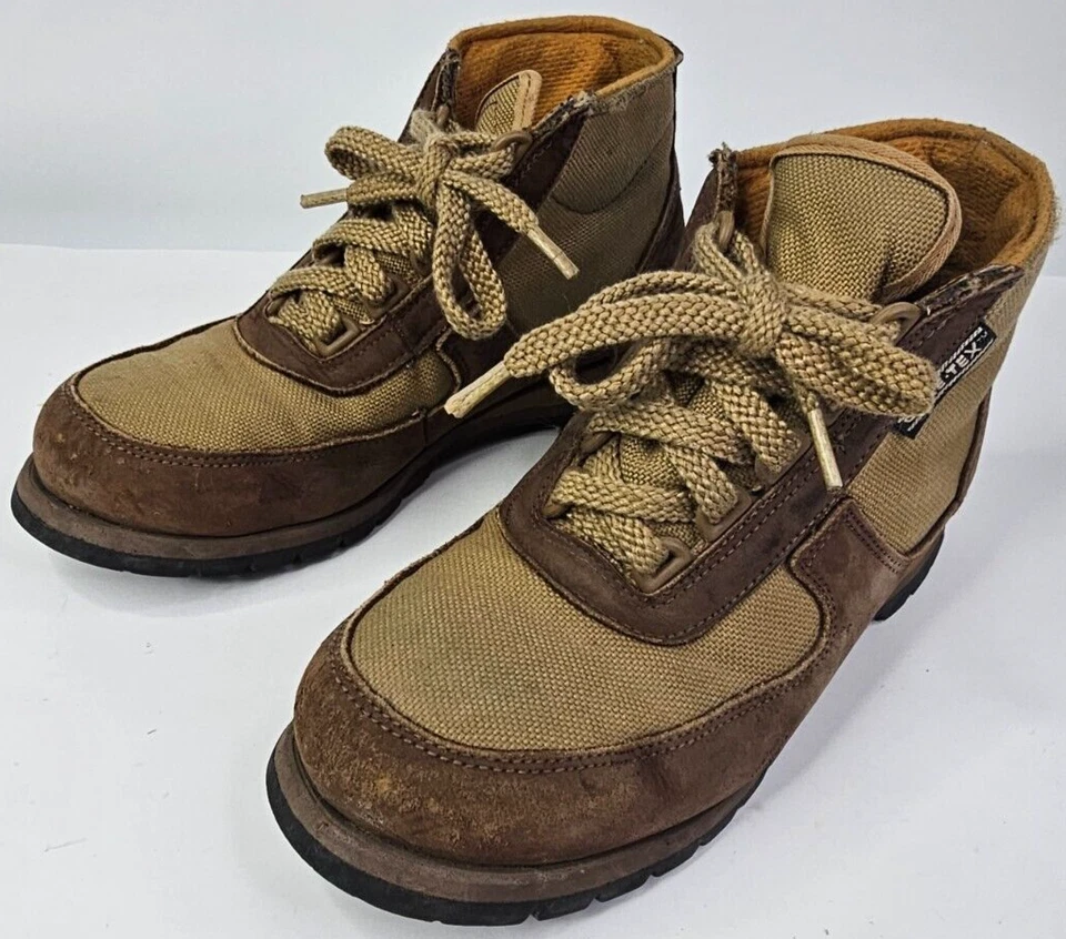 Botas de caminhada vintage Rocky Gore-Tex Scrambler tamanho 7,5M couro marrom/bege 4050 - Imagem 2 de 4