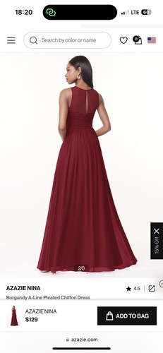 Azazie Women’s Nina A Line Pleated Bridesmaid Dress Gown In burgundy Size A10 - Picture 10 of 10