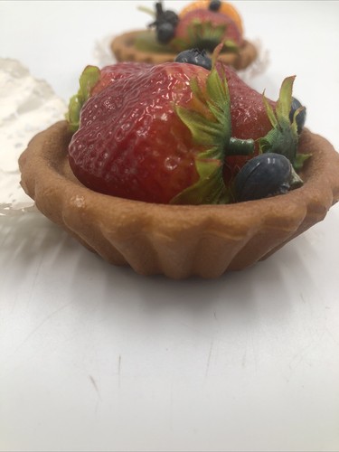 Fake Cake Artificial Food Egg Tart Models Realistic Strawberry Blueberry Oranges - Picture 10 of 11