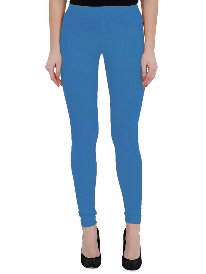 Women's Cotton Leggings Soft Slim Fit Churidar Solid Regular Yoga Casual Wear - Image 3 of 4