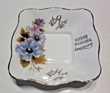 5"/125mm kwadrat Royal Stafford Silver Wedding Anniversary - Kość Chiny Naczynie do pijactwa
