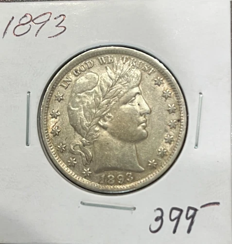 1893-P Barber Half Dollar Looks AU, Great Eye Appeal Nice Strike