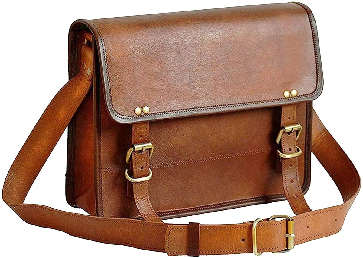 Leather Messenger Bag For Men & Women Satchel Sling College Office  Crossbody Bag