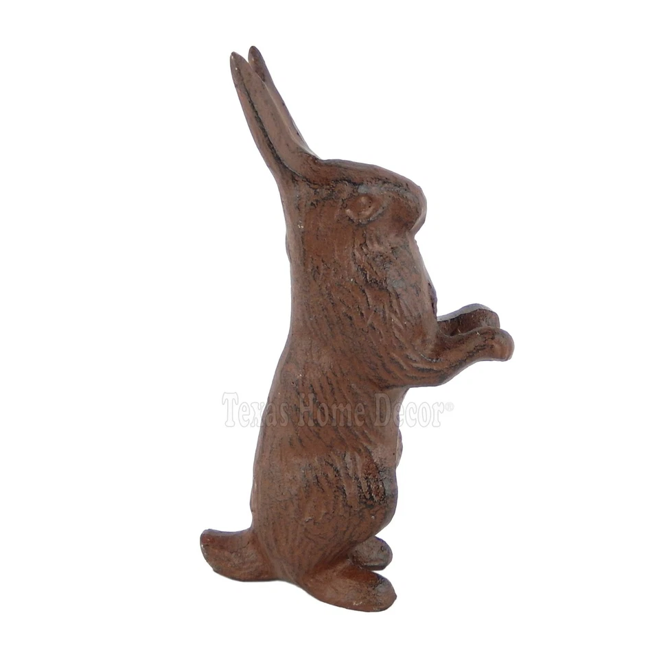 Conejo Conejo Estatuilla Estatua Hierro Fundido Rústico Jardín Patio Decoración 7 3/4 pulgadas Foto 2 de 2