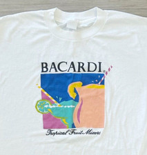 Vintage 1980s Bacardi Rum Mens Large Single Stitch T-shirt Ron Tropical Mixers m